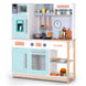 Cozibb wooden play kitchen set for kids with realistic fridge, oven, sink, and accessories for pretend cooking