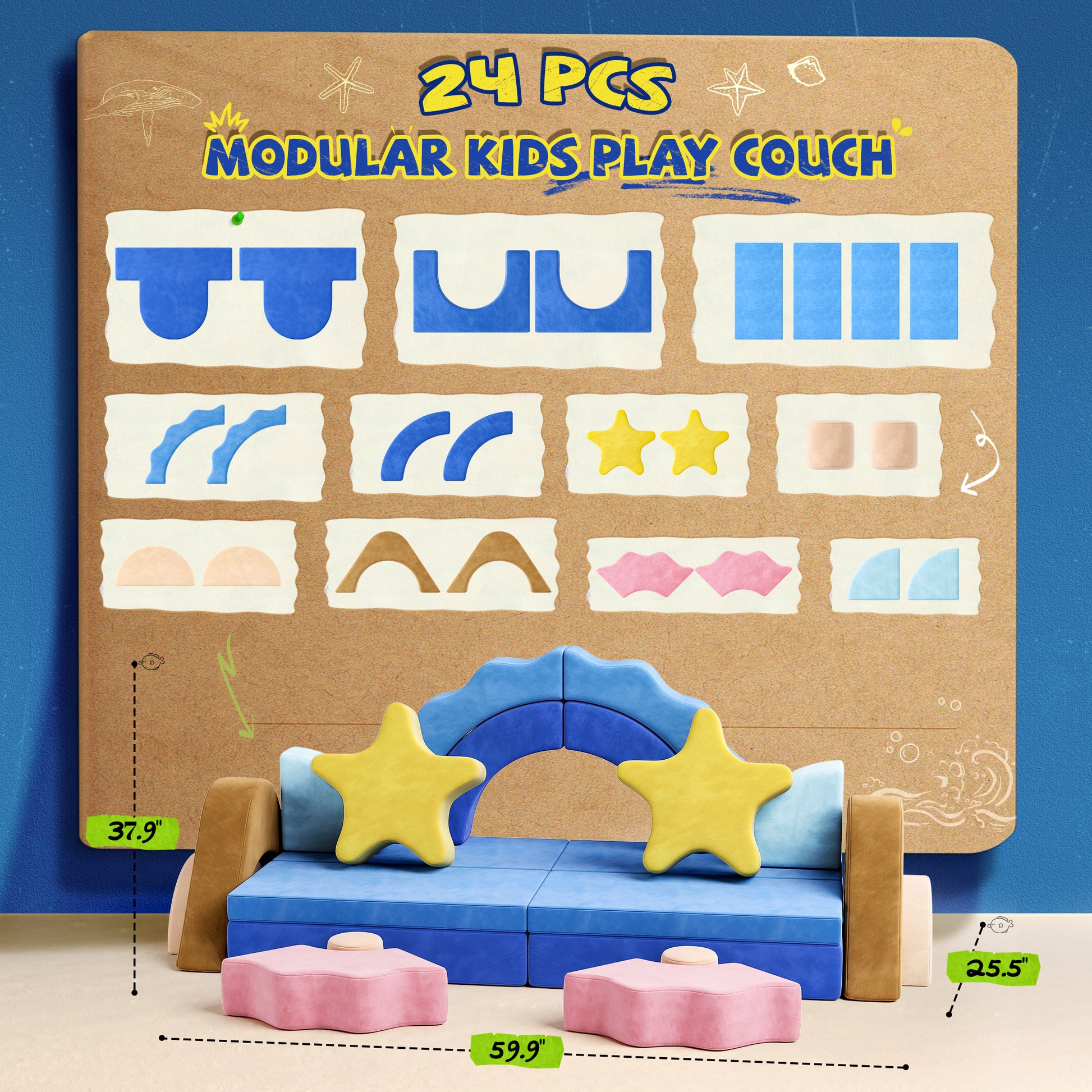 CoziBB Kids Play Couch KS06 (24Pcs)