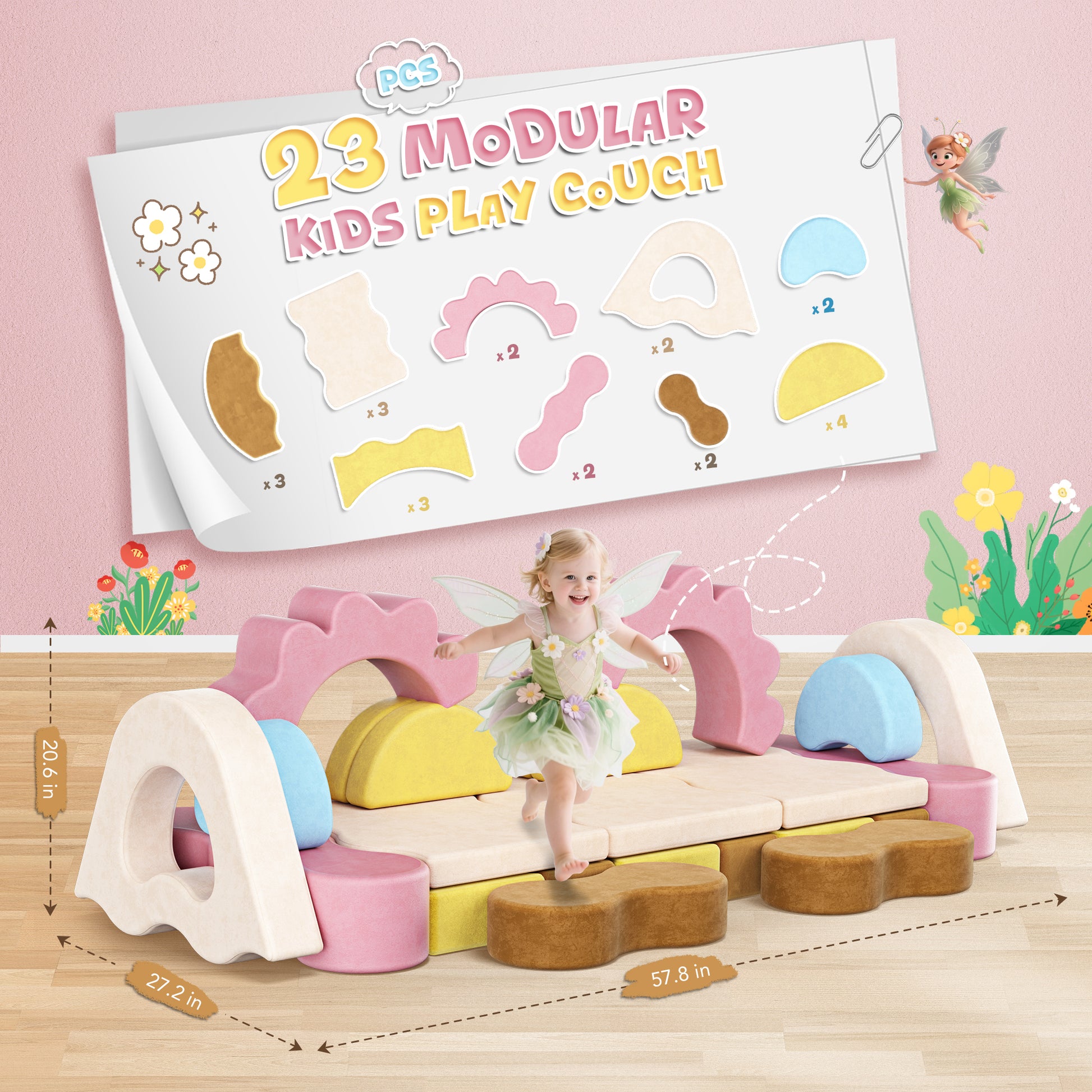 CoziBB Kids Play Couch KS05 (23Pcs)