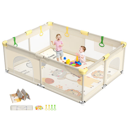 Cozibb extra-large baby playpen, spacious and safe play yard for toddlers and infants