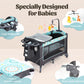 Cozibb baby crib with breathable mesh fabric and soft mattress for airflow and baby safety
