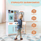 Eco-friendly wood construction and cooking utensils and accessories of Cozibb wooden play kitchen are safe for kids with smooth edges and good for children's imaginative play.