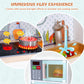 Side view of Cozibb wooden play kitchen with stove, sink, and storage space for kids' toys